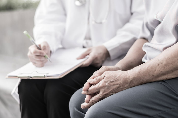 parkinson patient talking with social worker