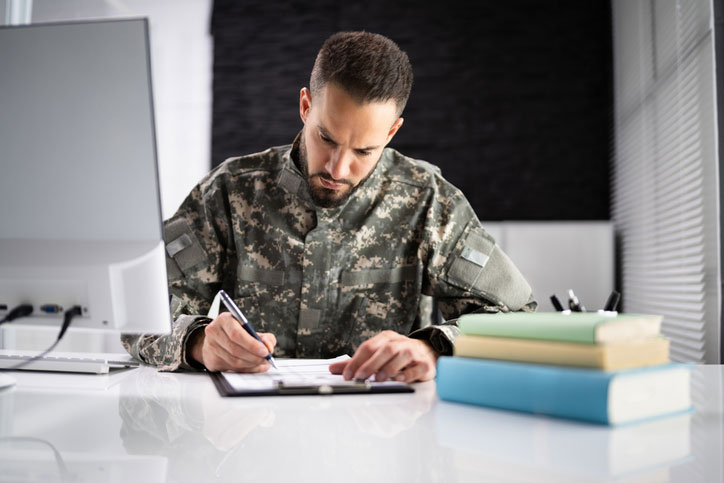 army vet filling out paperwork