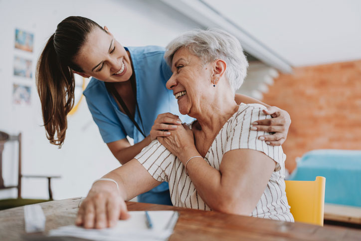 checking on elderly patient