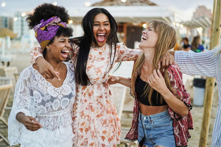 group of multiracial friends enjoying their day