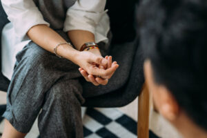 close up of woman's hands during therapy