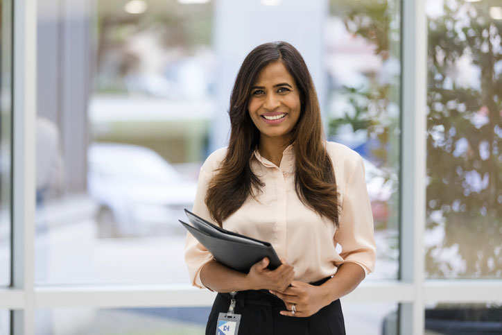 young female social worker in office setting