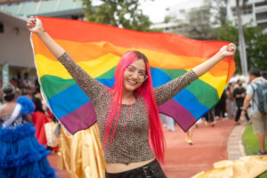 pride movement attended by young woman