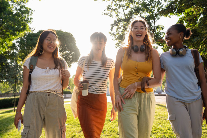 group of young woman in the park for down time