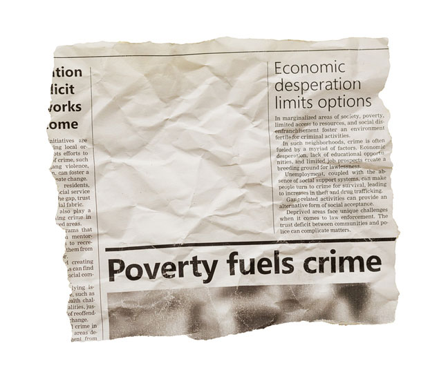 newspaper clipping reading poverty fuels crime