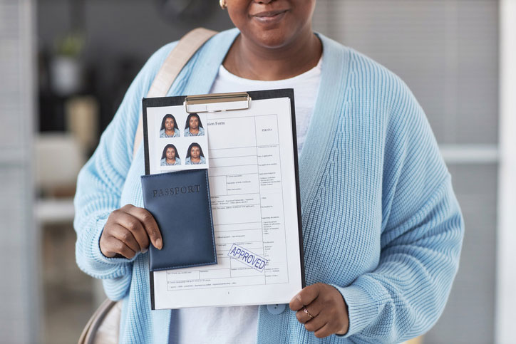 social worker showing her certification