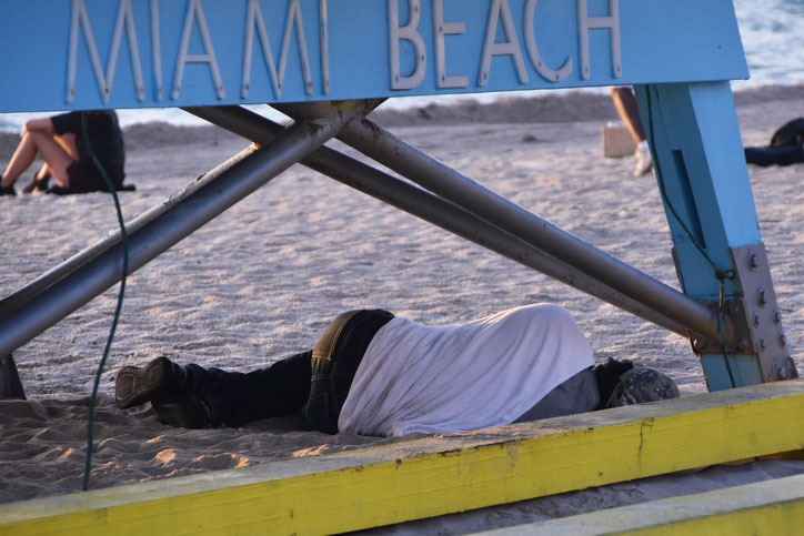 homeless man in miami bach