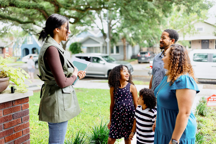 social worker with family