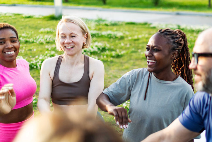 group having a fun time in the park