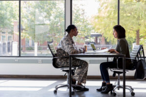 soldier talking with counselor